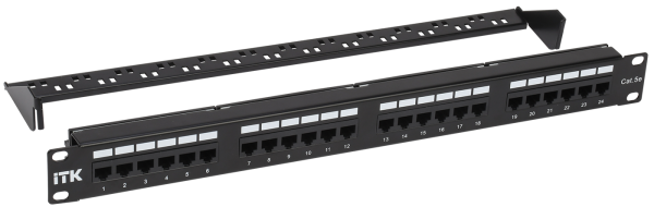 ITK 1U патч-панель кат.5E UTP 24 порта (Dual) с кабельным органайзером