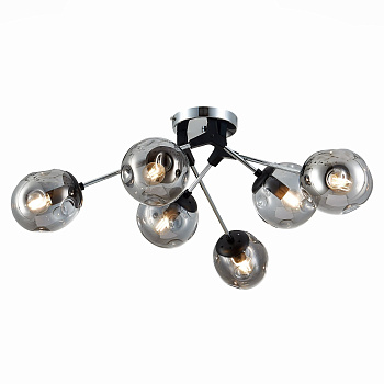 Люстра потолочная Хром, Черный/Дымчатый E14 6*40Вт SLE106002-06 EVOLUCE