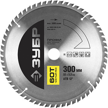 Чистый рез 300х32мм 60Т, диск пильный по дереву ЗУБР