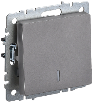 BRITE Выключатель 1-клавишный с индикацией 10А ВС10-1-1-БрС сталь IEK