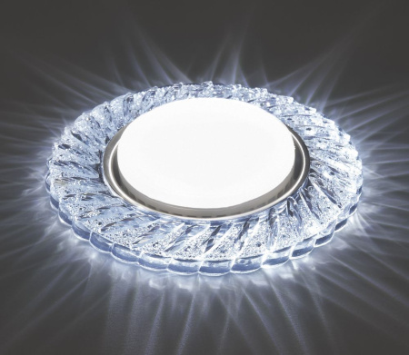Светильник встр. с белой LED подсветкой Feron CD4021 потолочный GX53 без лампы прозрачный хром