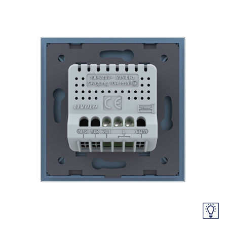 Одноклавишный сенсорный Адаптивный диммер 1 пост, цвет синий Livolo