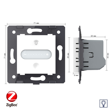 Одноклавишный проходной сенсорный диммер ZigBee, цвет белый (механизм) Livolo