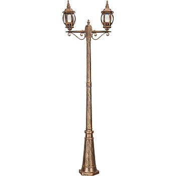 Светильник садово-парковый Feron 8114/PL8114 столб 2*100W E27 230V, черное золото