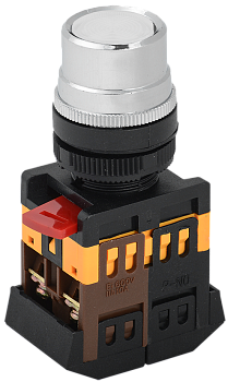 Кнопка ABLF-22 белый d=22мм неон/240В 1з+1р IEK