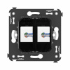 Телефонная розетка RJ-12 без шторки в стену двойная, "Avanti", "Черный квадрат" DKC