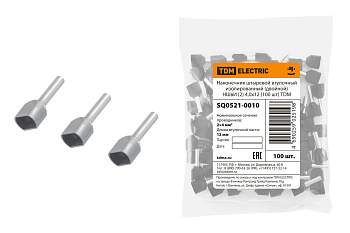 Наконечник штыревой втулочный изолированный (двойной) НШвИ (2) 4,0х12 серый (100 шт) TDM