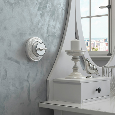 Переключатель одноклавишный (серебро матовый/хром) Vintage ОУ IP20 Werkel