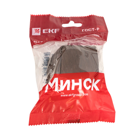 Минск Выключатель 1-клавишный ОП 10А тёмное дерево EKF