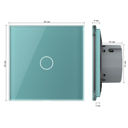 Сенсорный выключатель 1 клавиша 1 пост Зеленый Livolo