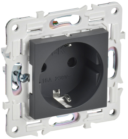 SKANDY Розетка с заземлением с защитными шторками 16А безвинтовое крепление SK-R06T титан IEK
