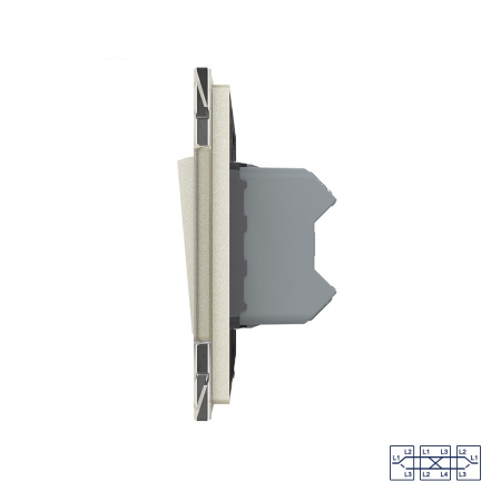 Двухклавишный перекрестный механический выключатель 1 пост, цвет жемчужный Livolo