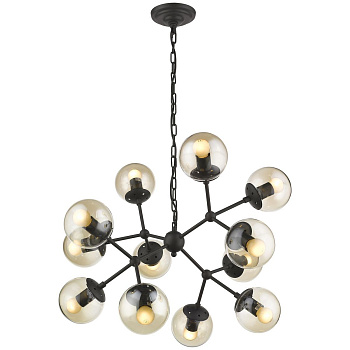 Люстра подвесная Черный/Янтарный E27 12*60Вт WE236.12.023 WERTMARK