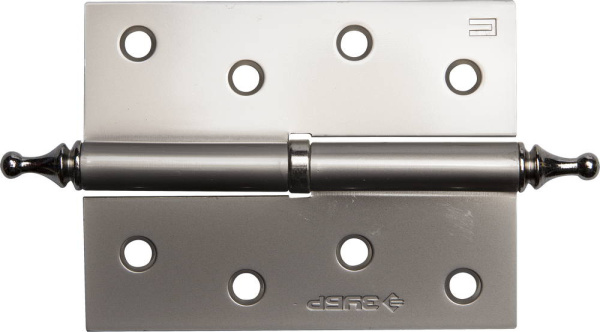 Петля дверная разъемная "ЭКСПЕРТ", 1 подшипник, цвет мат. никель (PN), правая, с крепежом, 100х75х2,5мм,2шт ЗУБР