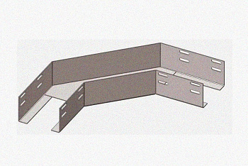 Лоток угловой глухой КГГ 200х65-90 У3 поворот на 90, окрашенный, S1,0