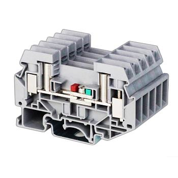 Клемма измерительная, винтовой зажим, 2 точки подключения, 6 кв.мм, серая DKC