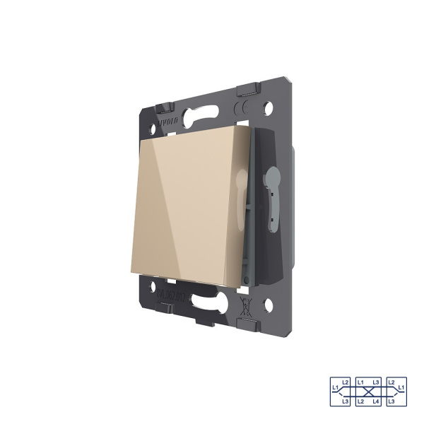 Клавиша перекрестного механического выключателя, цвет золотой (механизм) Livolo