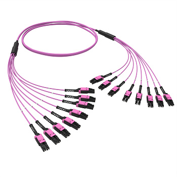 Оптическая разветвительная сборка 16 ОВ, 50/125 OM4, 8xLC-UPC Duplex Uniboot/8xLC-UPC Duplex Uniboot, тип полярности - прямая (Tx-->Rx), 20 м DKC