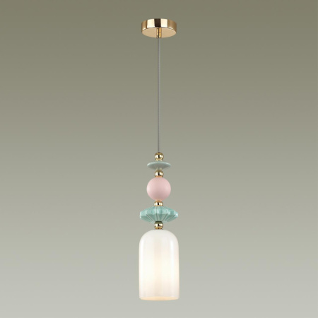 Подвес E14 1*40W CANDY золото/разноцветн./керамика/стекло C ODEON LIGHT