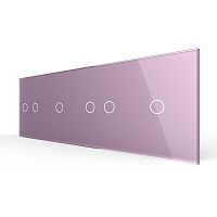 Панель для четырех сенсорных выключателей, 6 клавиш (2+1+2+1), цвет розовый, стекло Livolo