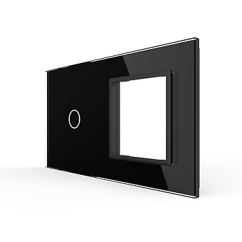 Панель двойная: 1 выключатель + 1 розетка Черная Livolo
