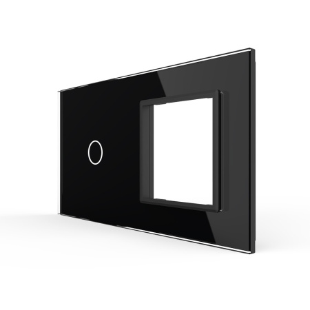 Панель двойная: 1 выключатель + 1 розетка Черная Livolo