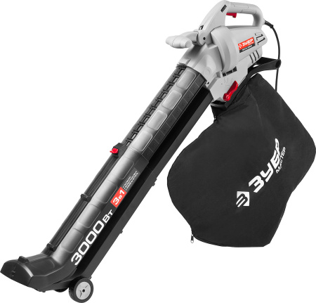 Пылесос садовый (воздуходувка) электрический, ЗПСЭ-3000, 8000 - 15000 об/мин, 160-270 км/ч, мусоросборник 45л, 13.5 м3/мин, 3000 Вт ЗУБР