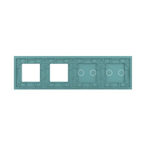 Панель для 2-х сенсорных выключателей и 2-х розеток, 4 клавиши (2+2), цвет зеленый, стекло Livolo фото 4