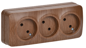 Розетка трехместная ОУ РС23-2-ХД без з/з 10А GLORY дуб IEK