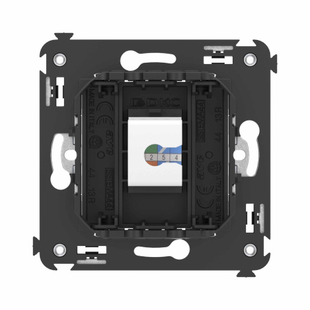 Телефонная розетка RJ-12 без шторки в стену одинарная, "Avanti", "Черный матовый" DKC Телефонная розетка RJ-12 без шторки в стену одинарная, "Avanti", "Черный матовый" DKC