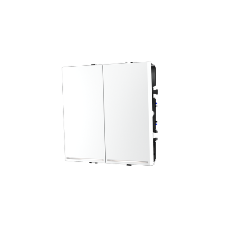 Проходной переключатель встраиваемый Voltum S70 двухклавишный с подсветкой 10А, (белый матовый)