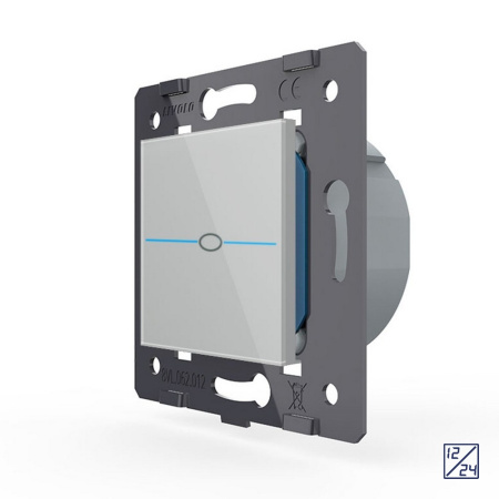 Выключатель Quadro 1 клавиша 12/24В Серый (механизм) Livolo