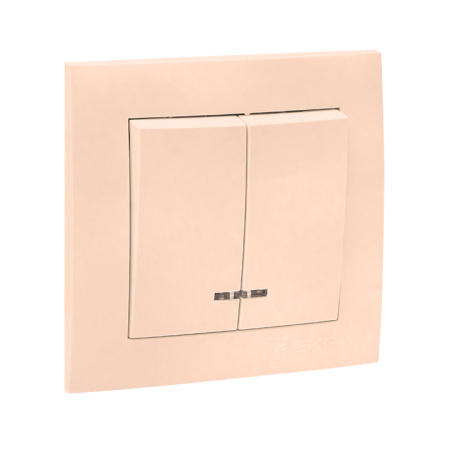 Валенсия Выключатель 2-кл, 10А кремовый с индикатором EKF