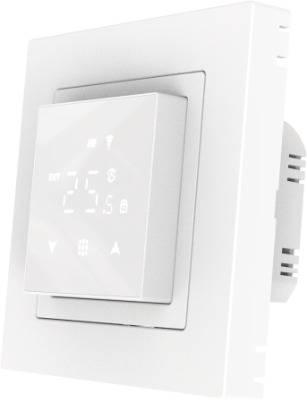 Donel Термостат с датчиком пола, программируемый, 16 A, 45*45 мм., белое стекло, серия DTEF