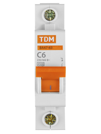 Выключатель автоматический ВА МОД ВА47-63 1П 6А 4,5кА С TDM