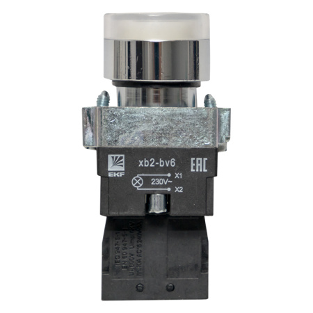 Кнопка BA21 с подстветкой 230В белая NO PROxima EKF