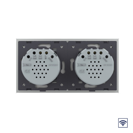 Сенсорный радиоуправляемый выключатель 3 клавиши (2-1), 2 поста Серый Livolo