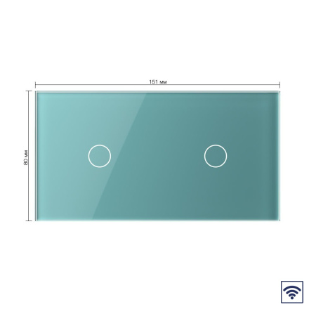 Сенсорный радиоуправляемый выключатель 2 клавиши (1-1), 2 поста Зеленый Livolo