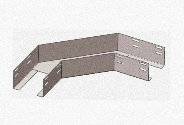 Лоток угловой замковый перфорированный КГЗ 400х80-90 УТ1,5 поворот на 90, горячее цинкование S1,0