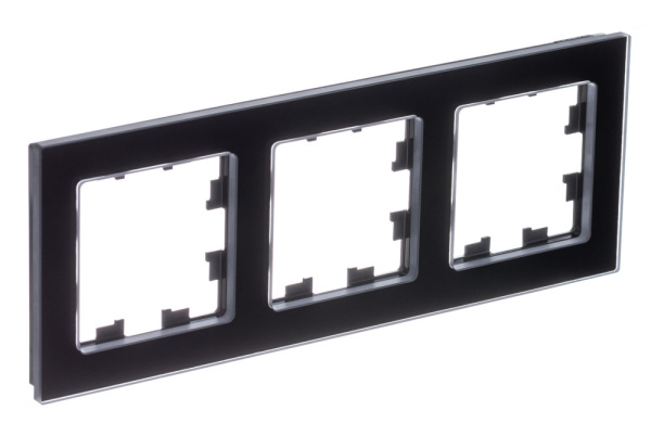 ATLASDESIGN NATURE Рамка 3-постовая натуральное стекло черный Schneider Electric  