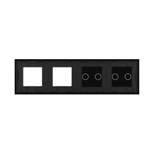 Панель для 2-х сенсорных выключателей и 2-х розеток, 4 клавиши (2+2), цвет черный, стекло Livolo фото 4