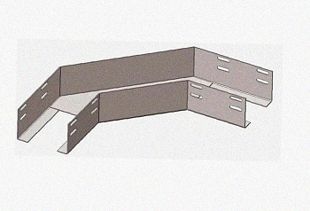 Лоток угловой замковый глухой КГЗГ 400х80-90 УХЛ1 поворот на 90, горячее цинкование S1,0