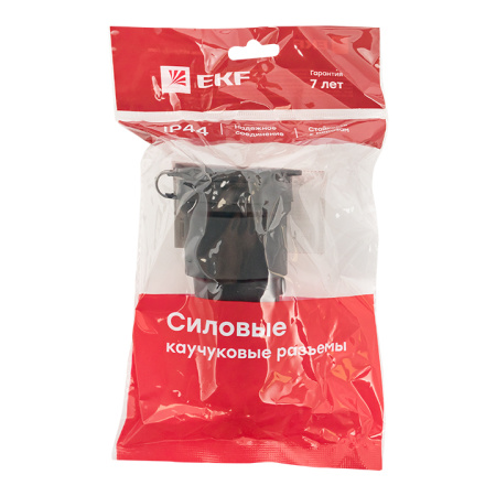 Розетка переносная с защитной крышкой каучуковая 230В 2P+PE 16A IP44 EKF