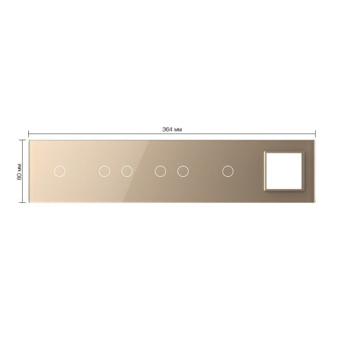 Панель для 4-х сенсорных выключателей и розетки, 6 клавиш (1+2+2+1), цвет золотой, стекло Livolo фото 2
