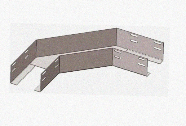 Лоток угловой замковый глухой КГЗГ 400х80-90 УХЛ1 поворот на 90, горячее цинкование S1,0