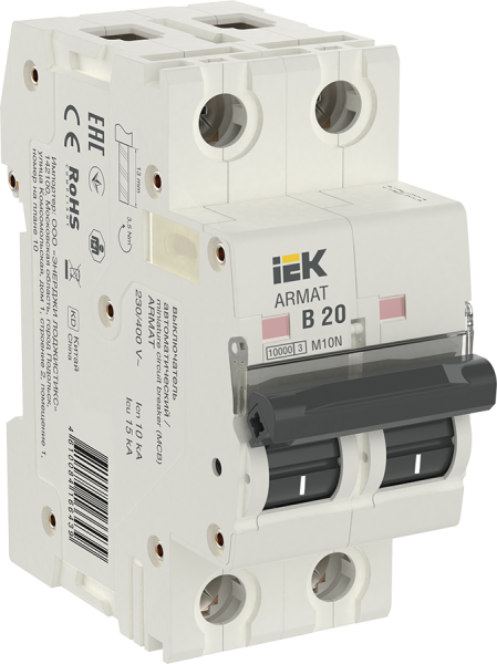 Выключатель автоматический ВА МОД M10N 2П В 20А ARMAT IEK