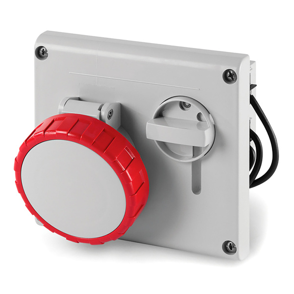 Розетка панельная с механической блокировкой и верхним расположением разъема IP67 16А 3P+E+N 400В DKC