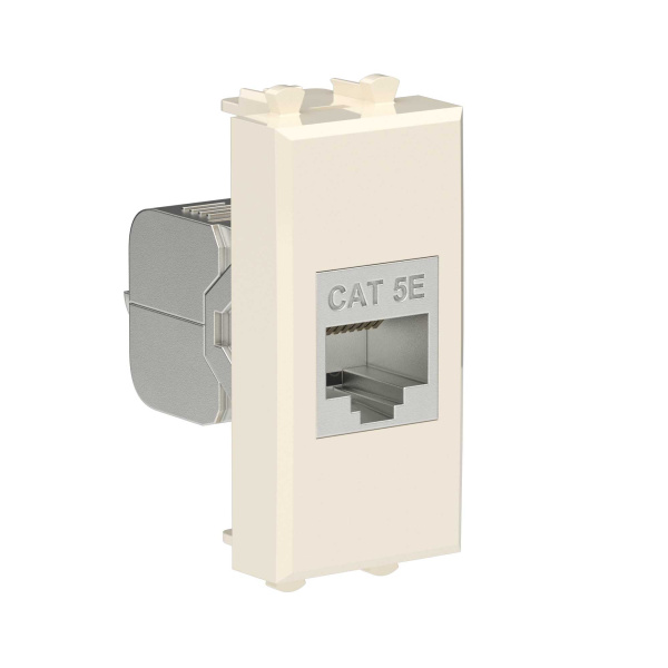 Компьютерная розетка RJ-45 без шторки модульная, кат.5е экранированная, "Avanti", "Ванильная дымка", 1 модуль DKC Компьютерная розетка RJ-45 без шторки модульная, кат.5е экранированная, "Avanti", "Ванильная дымка", 1 модуль DKC