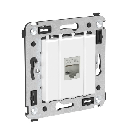 Компьютерная розетка RJ-45 без шторки в стену, кат.5e одинарная экранированная, "Avanti", "Белое облако" DKC