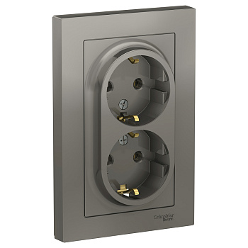 ATLASDESIGN Розетка СУ 2 мест. с зазем. в сборе 16А сталь IP20 Schneider Electric